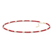 Colier din jad rosu si perle naturale cu argint placat cu aur galben DiAmanti CN061NY-AS